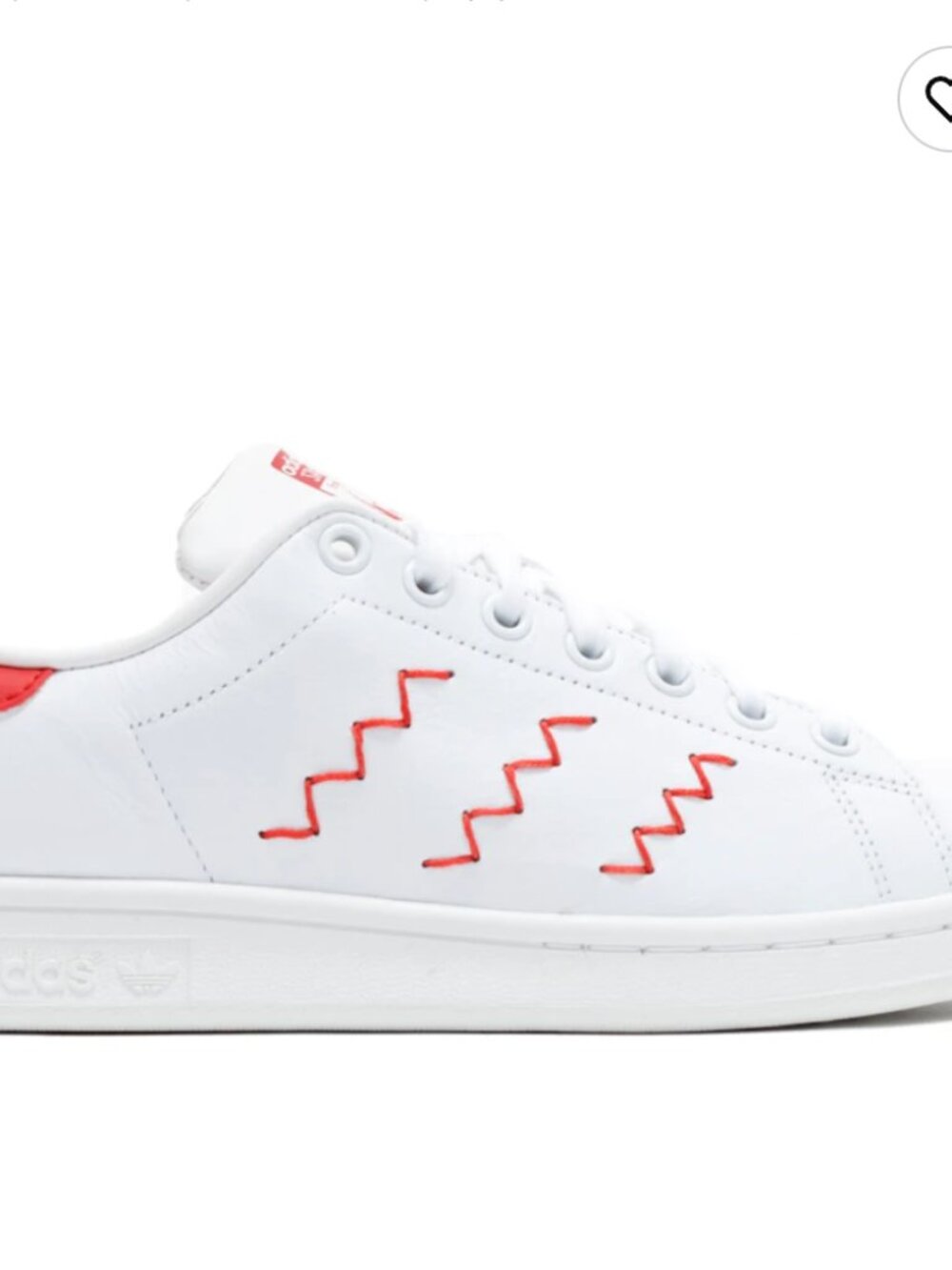 Adidas Stan Smith White Red Limited Edition Zigzag Stitching US 8.5 EU 40